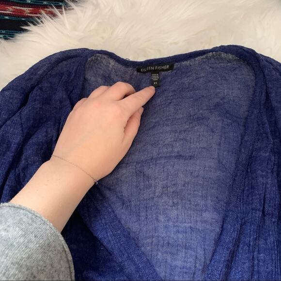 Eileen Fisher sheer long sleeve cardigan sweater - Picture 3 of 6